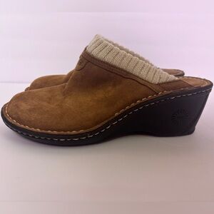 UGG Gael Chestnut Tan Suede Knit Cuff Sheep Shearling Lined Wedge Clogs 7
